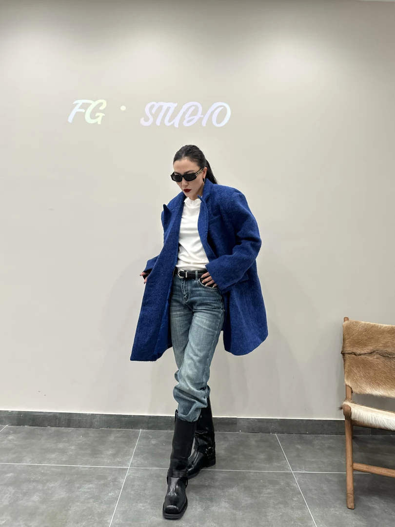 FG·STUDIO 蓝色短款大衣