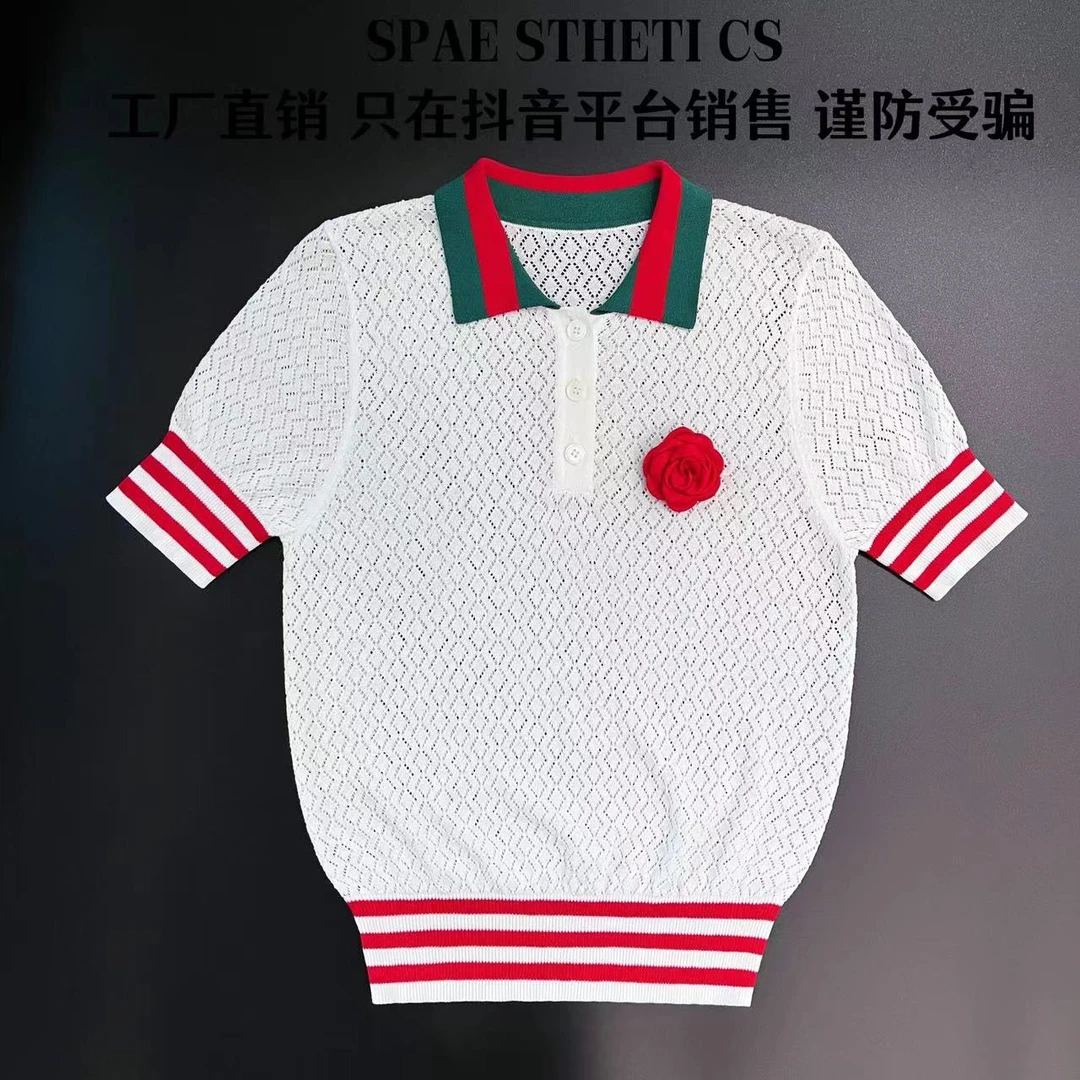 夏季白色时尚休闲百搭翻领短袖