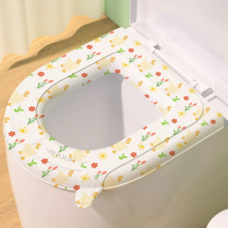 四季通用防水马桶垫粘贴式坐便圈EVA免水洗提手马桶套圈坐便垫