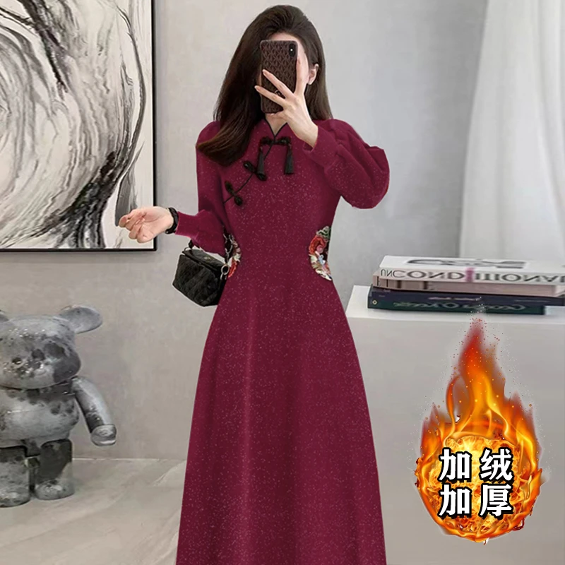 【GY】【加绒加厚】新款大码胖mm连衣裙女内搭加厚气质时尚裙子2679