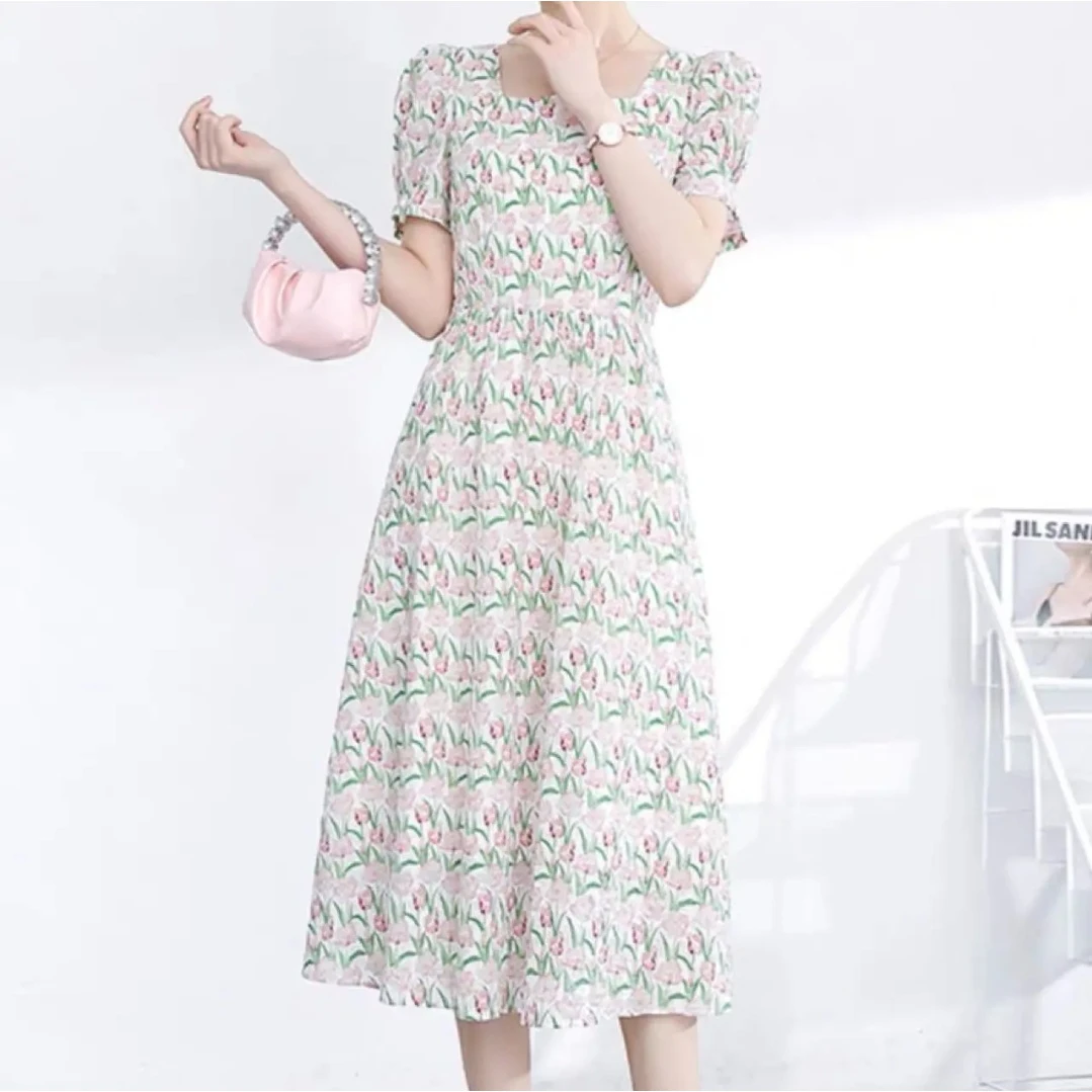 078【木兮兮专属】2024年夏季新款气质修身收腰时尚中长款连衣裙