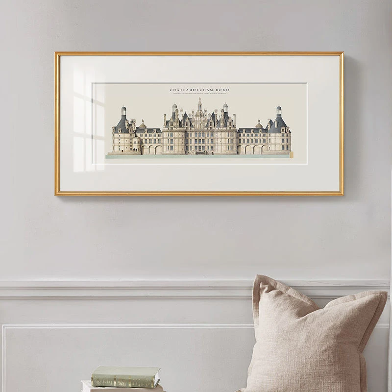 【法式轻奢复古建筑】客厅沙发背景北欧书房走廊壁挂画-晶瓷+金铝