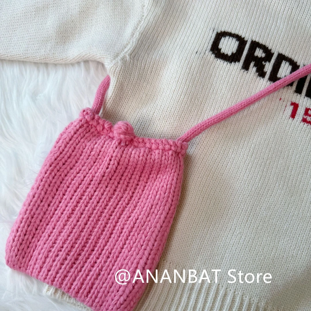 手工针织斜挎韩版毛衣包包手机包钥匙包时尚出行休闲纯色单肩秋冬