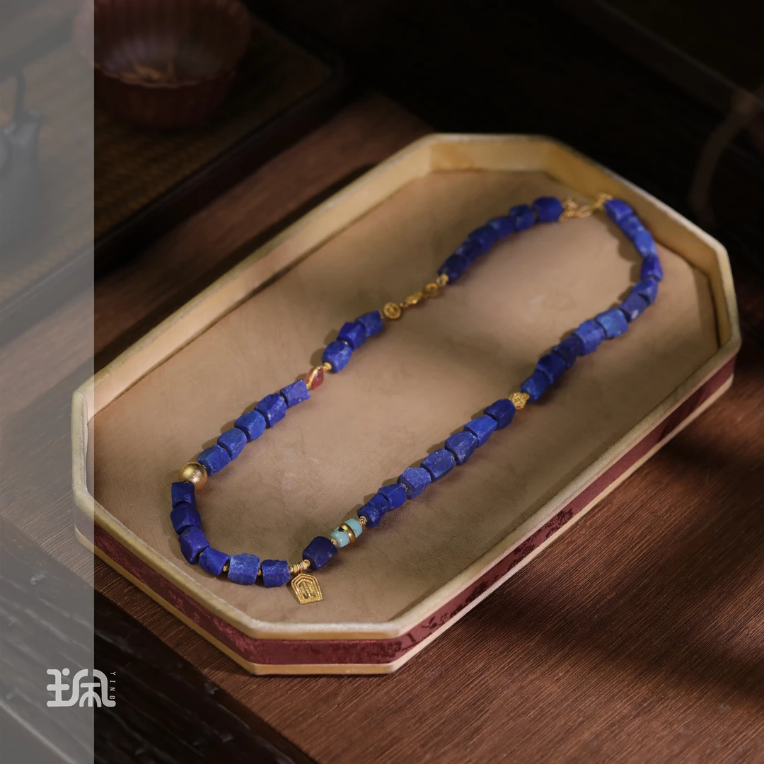 青金石*知栩项链*K金镶嵌B22071109（颜色形状多样性）