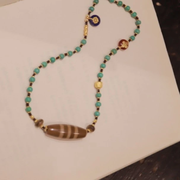 绿松石*轩凝项链*玛瑙18K金镶嵌PB22110618多样性发其一