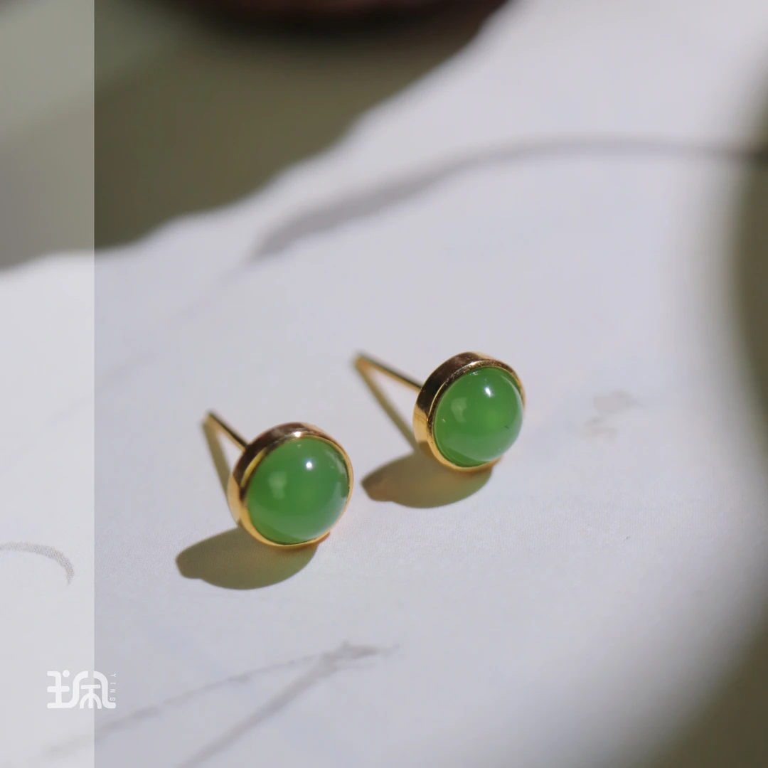 静笙|和田玉*耳钉*18K金镶嵌LYA24022217多样性发其一