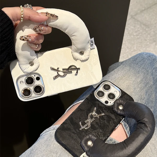 个性手拎袋绒皮质适用苹果16promax手机壳iphone15/14/13防摔女款