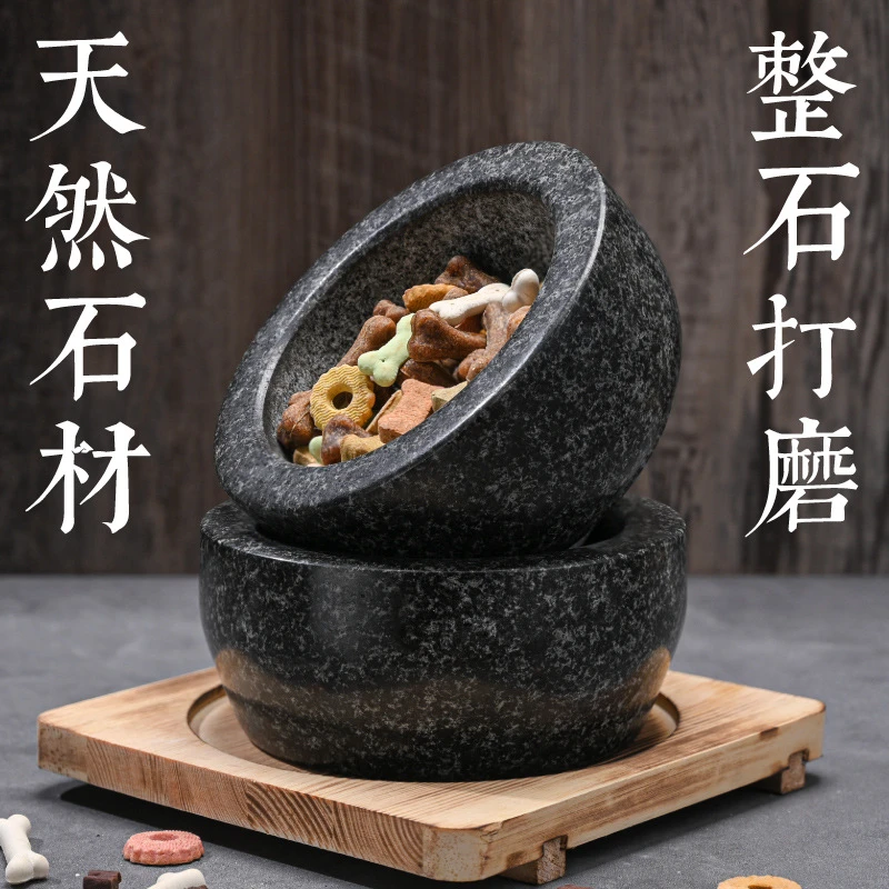 石头狗盆大号狗碗猫碗双碗食盆狗狗猫咪碗水碗防打翻饭盆宠物用品