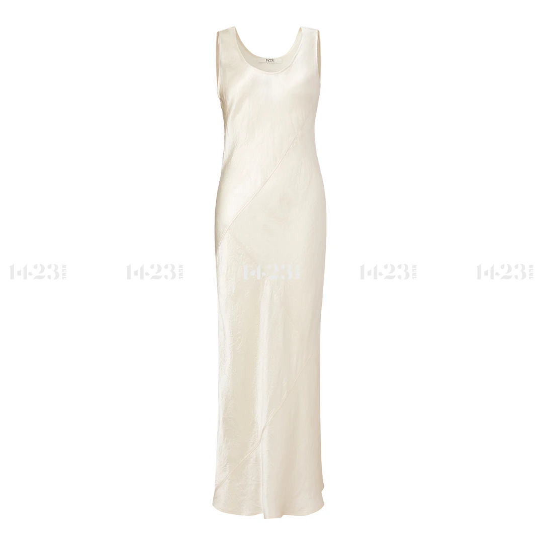 1423【月光夜色】U领斜裁吊带鱼尾连衣裙