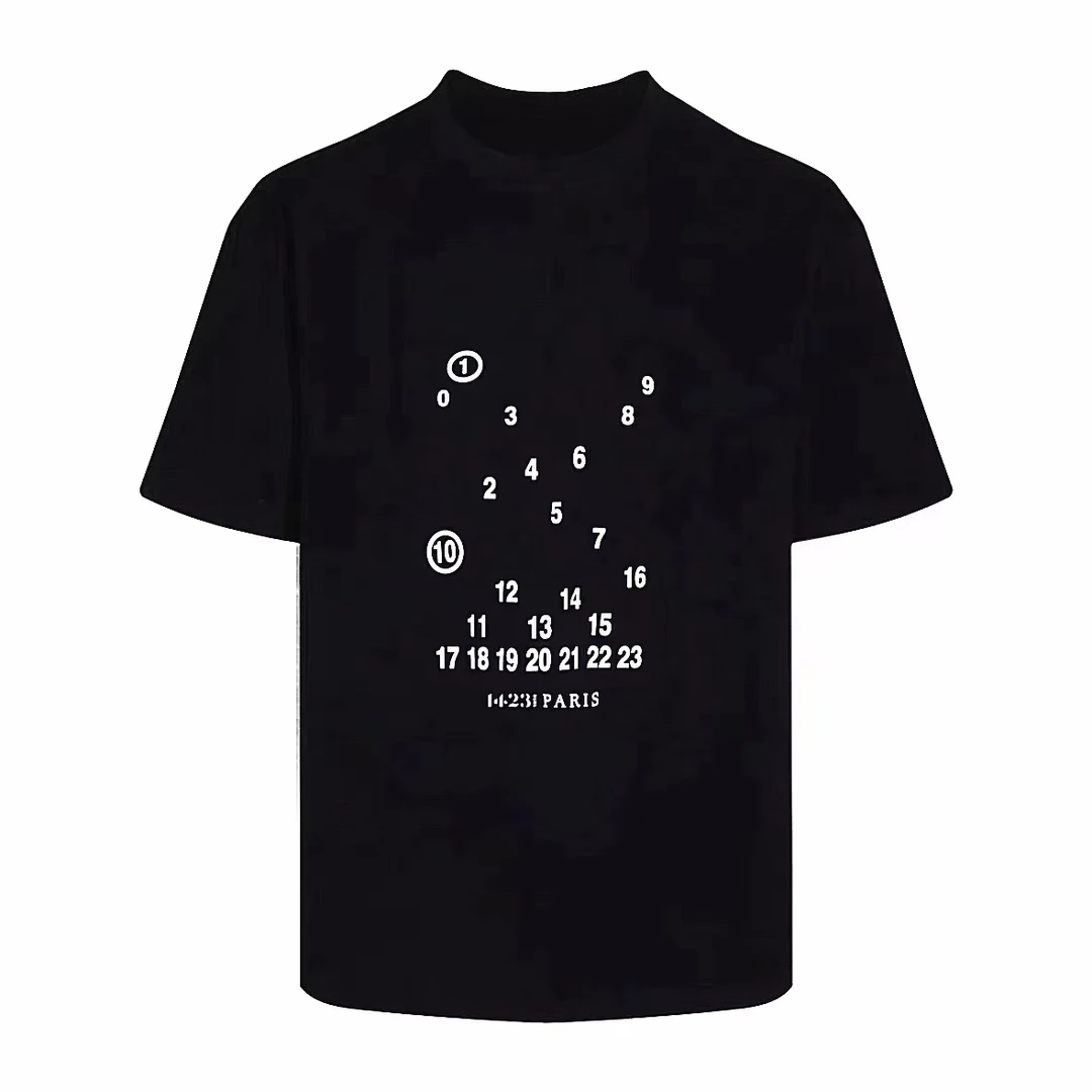 1423【MM必入T】黑色短款字母印花正肩T恤