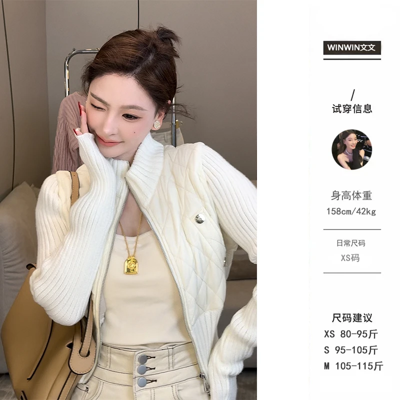 【苏黎】文文私服 小香风针织拼接立领短外套女气质减龄WWQ4WT5892