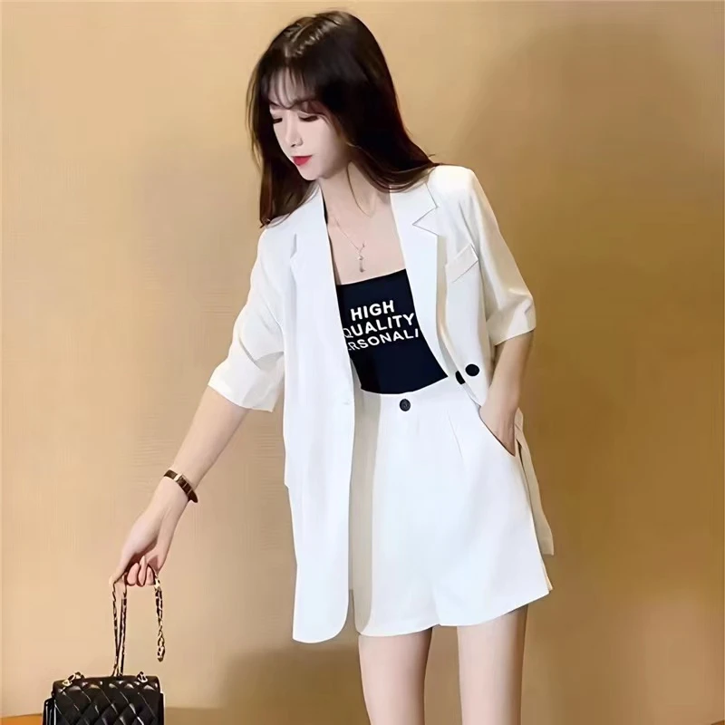 夏装新款小西装外套夏季薄款高级设计感高腰时尚气质显瘦套装女装