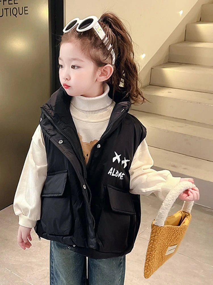 女童棉马甲马甲童装外套洋气外穿加厚马夹韩版女童棉马甲马甲童装