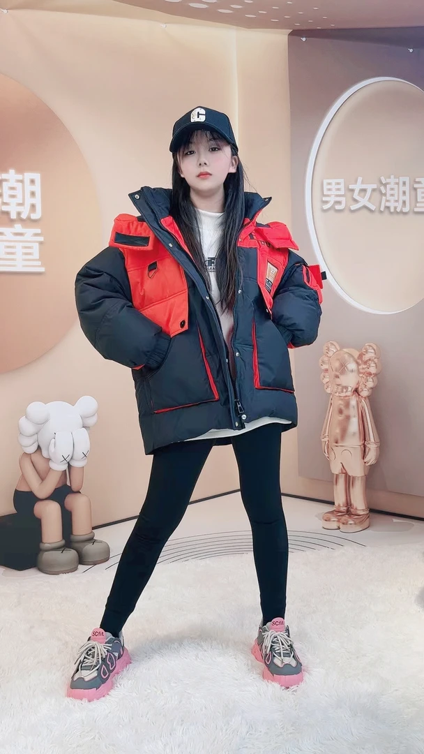25-男童女童韩版外套羽绒服童装中大童保暖白鸭绒中长款冬季