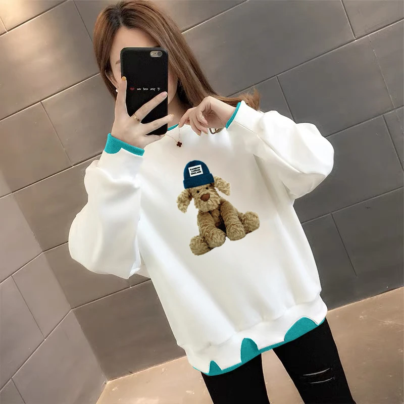 2026早秋装破洞假两件圆领卫衣新款宽松时尚百搭无帽上衣女小个子