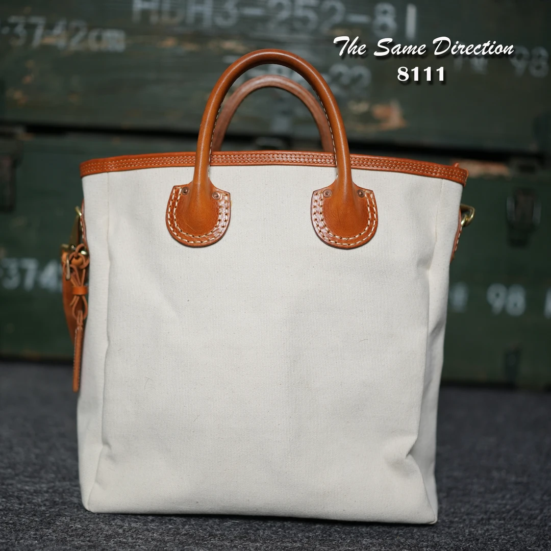 THESAMEDIRECTION轻奢复古帆布单肩手提托特包驼冰包-8111包包
