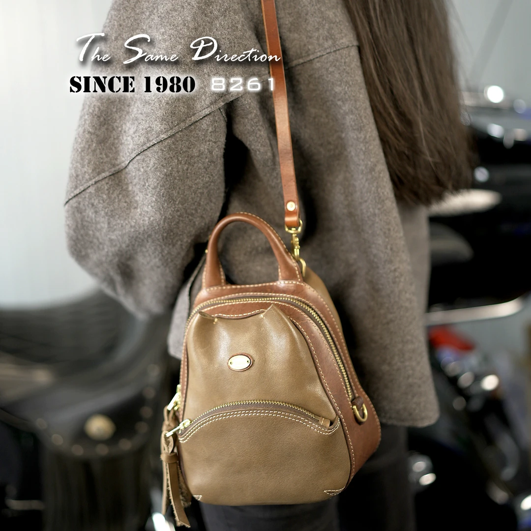 TSD 手工皮具经典猫影双肩包包斜挎包单肩包挂包女包 8261背包