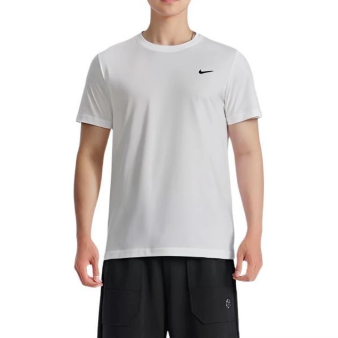 耐克 NIKE Sportswear 纯色刺绣Logo圆领休闲T恤 男款白色半袖T恤