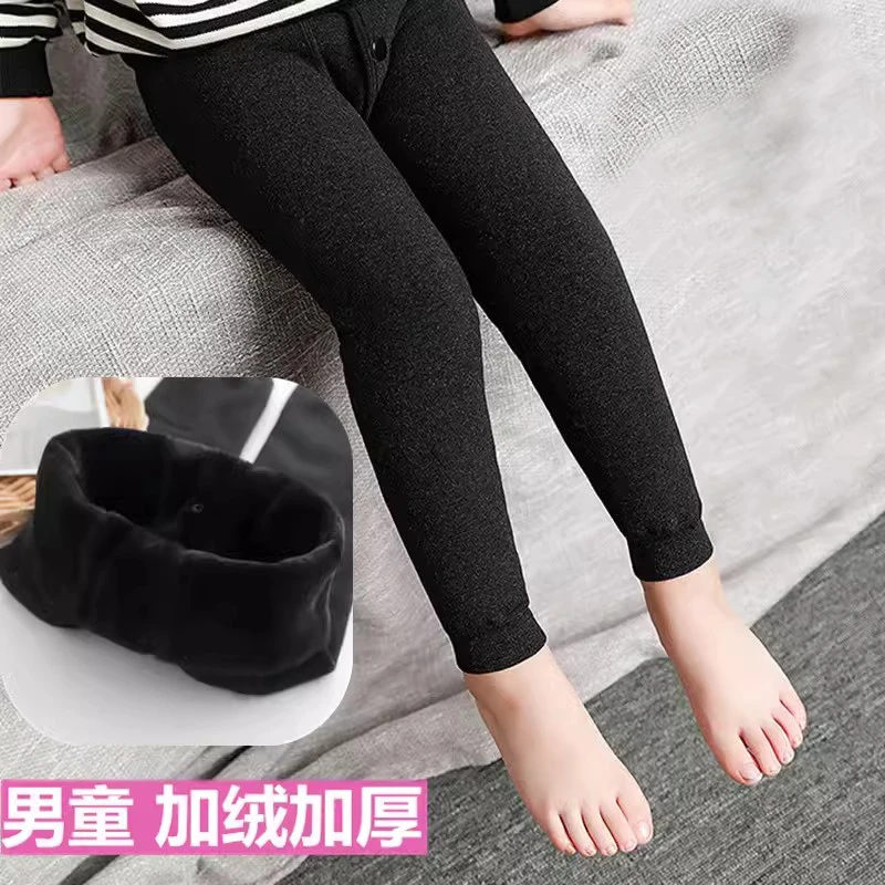 男童加绒加厚秋冬棉裤小男孩宝宝毛线裤儿童打底裤内外穿保暖裤