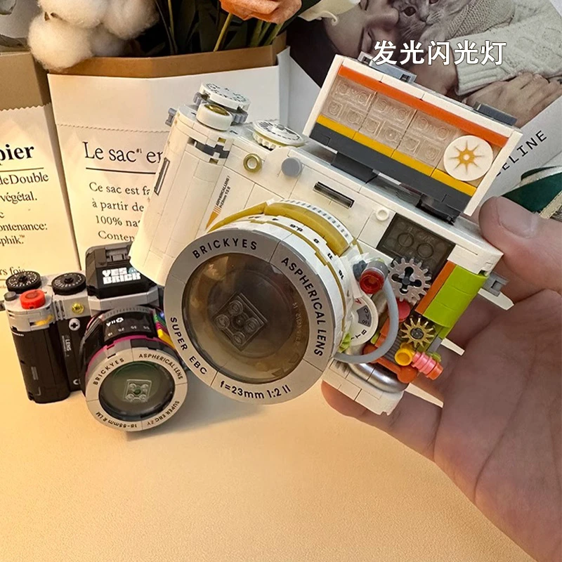 单反数码照相机国产积木模型摆件拼装男女孩玩具礼物2024新款经典