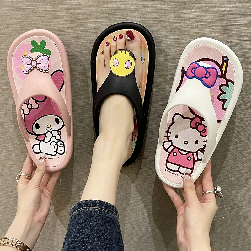 可爱卡通人字拖女夏季ins潮外穿夹脚厚底防滑时尚海边沙滩凉拖鞋