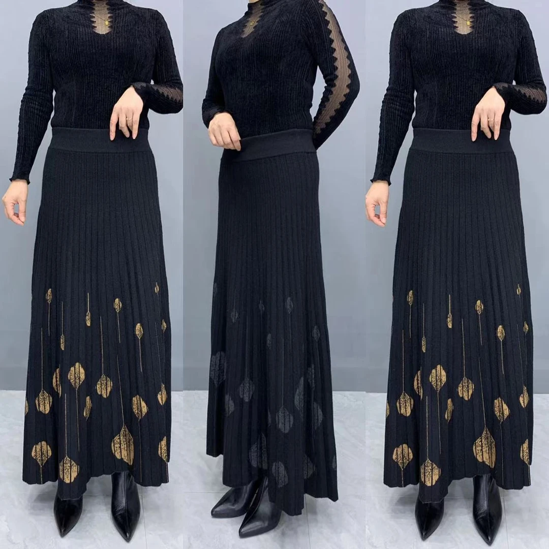 春秋新款半身裙女棉质纯色大摆长裙高腰显瘦妈妈百搭跳舞ａ字裙子