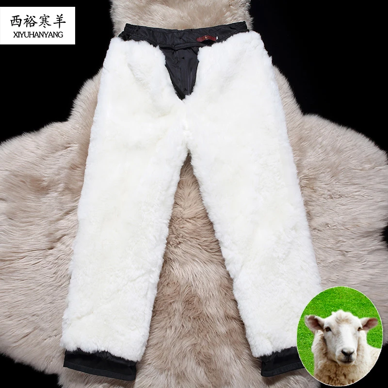 纯羊毛皮裤内胆裤子皮毛一体羊皮裤中老年秋冬加厚防风棉裤户户外