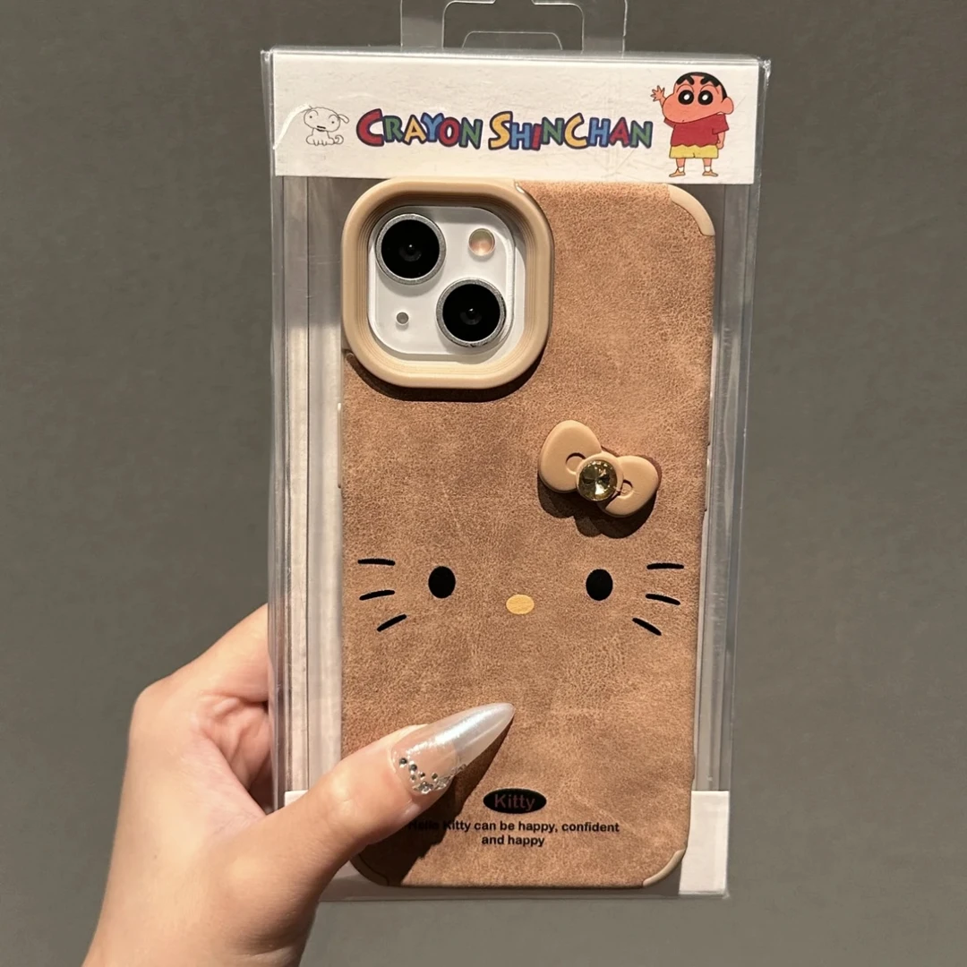 立体蝴蝶结KT适用iphone16手机壳苹果14/15promax秋冬皮革13pro12