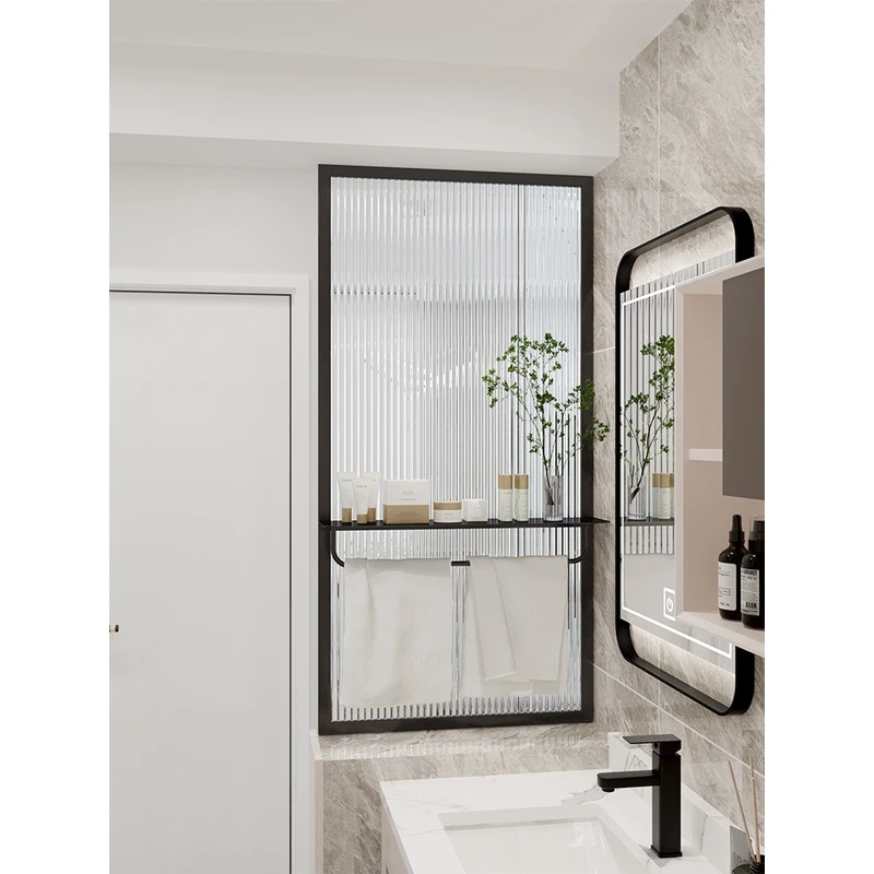 不锈钢半墙屏风隔断现代简约长虹玻璃化妆室浴室干湿分离半屏定制