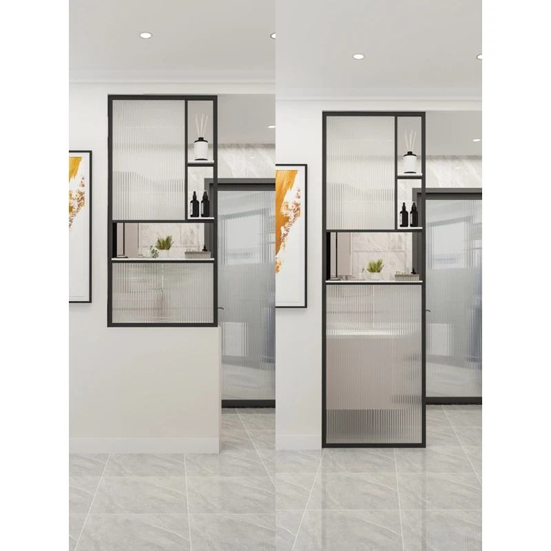 长虹玻璃屏风卫生间干区半墙隔断玄关入户客厅现代简约轻奢铁艺