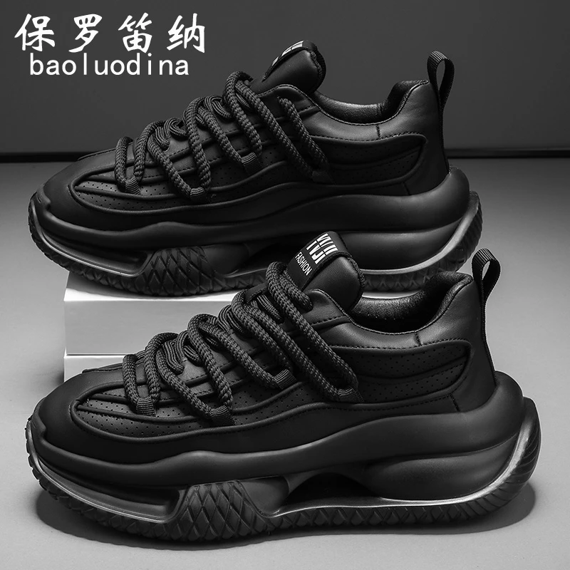 保罗笛纳男鞋夏季2025新款时尚潮流百搭运动休闲鞋增高老爹鞋男士