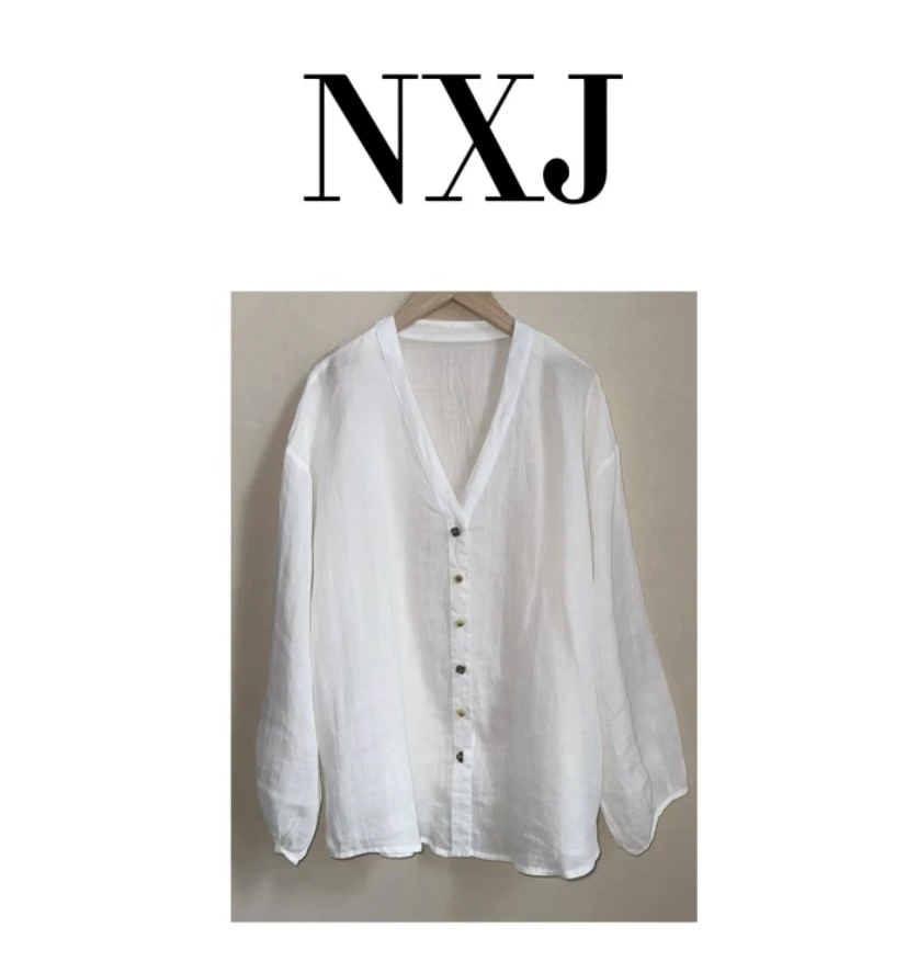 NXJ【多巴胺女孩】全苎麻衬衫女  240503