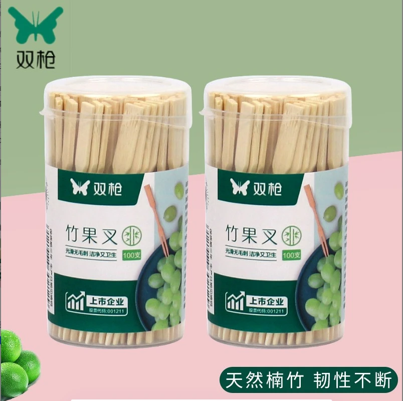 无品牌家用一次性竹签叉竹水果叉月饼叉蛋糕叉CQ1120创意盒装竹叉
