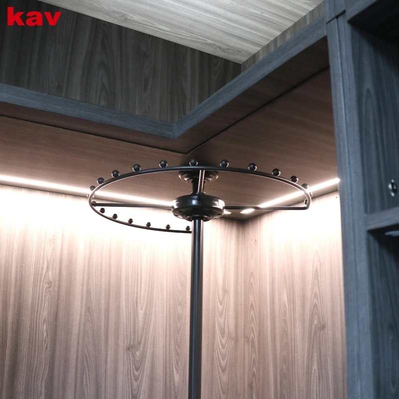 kav 橱柜衣帽间360度转角旋转三层衣架 抽屉多功能拐角挂衣西裤架