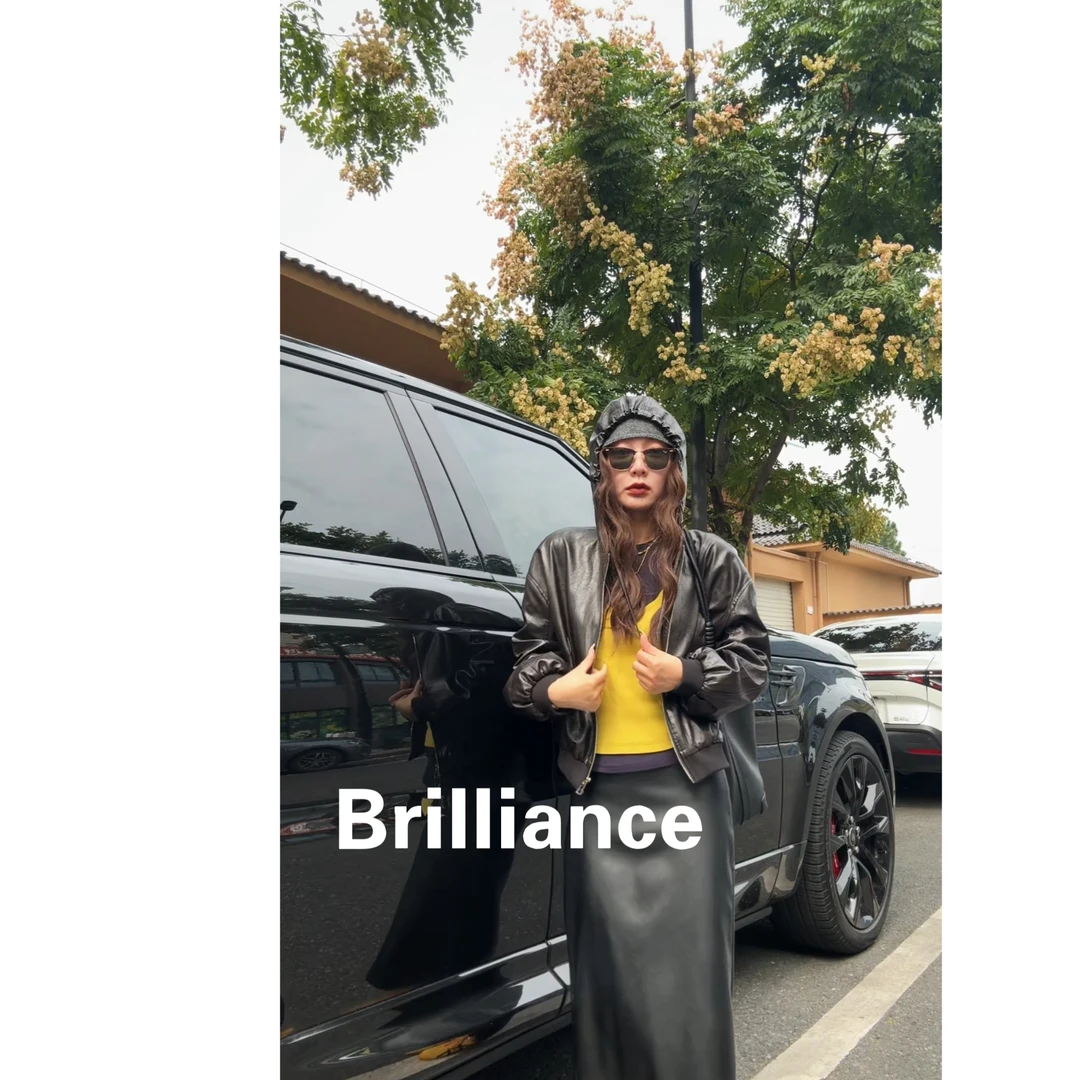 SL099 复古连帽机车皮外套女秋季新款廓形皮衣女