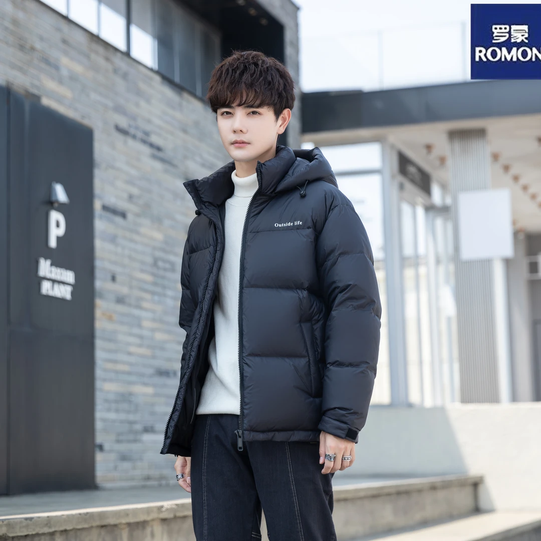 Romon/罗蒙《薇薇粉丝专属》男女同款时尚连帽90绒羽绒服82502