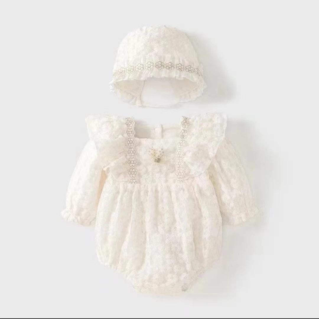 婴儿双层蕾丝春秋女宝公主新生儿新生儿婴童幼儿爬服秋季宝宝秋装