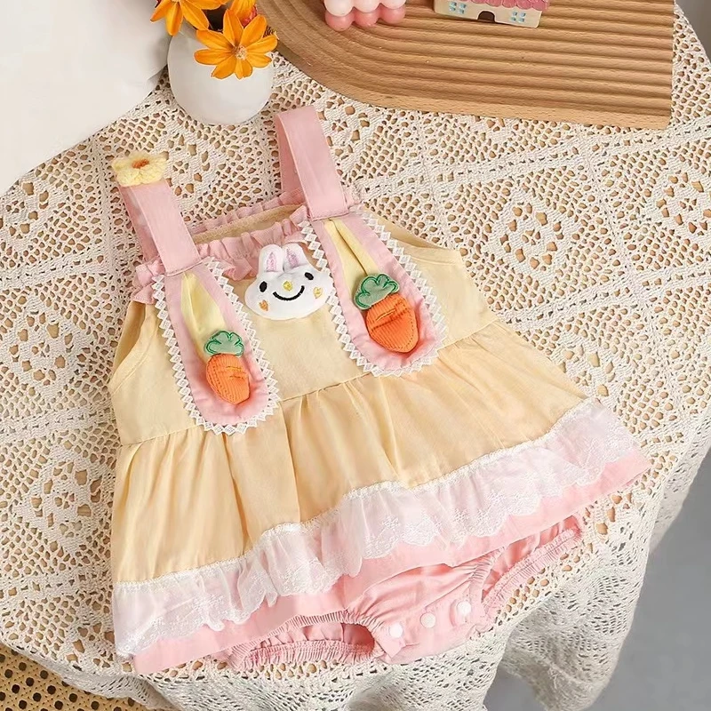 新款夏季洋气宝宝花边小兔包屁裙幼儿连体韩版裙子包屁裙可爱