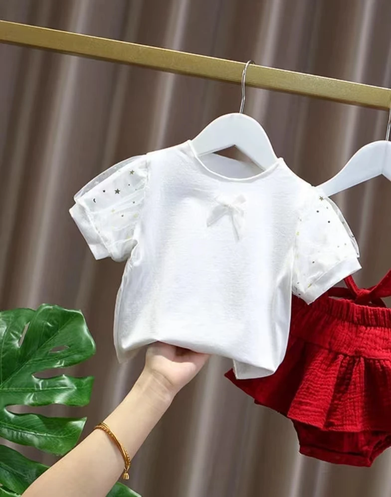 夏季泡泡袖半袖上衣洋气时尚宝宝女宝上衣短袖