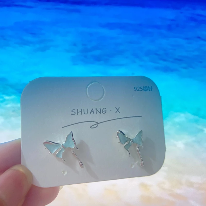 铜合金耳饰 【7】蓝色蝴蝶耳钉女森系仙仙时尚气质百搭设计感ins风