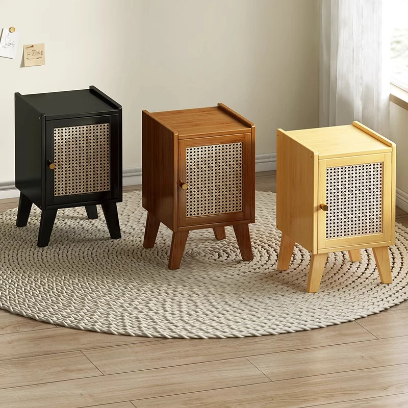 现代简约床尾收纳小型柜子实木轻奢高级感置物架储物柜卧室主卧室