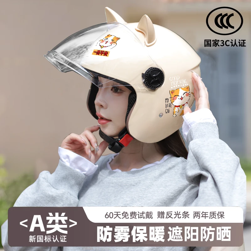 新国标A类3C头盔加厚保暖大人秋冬季加绒安全帽防寒卡通轻便