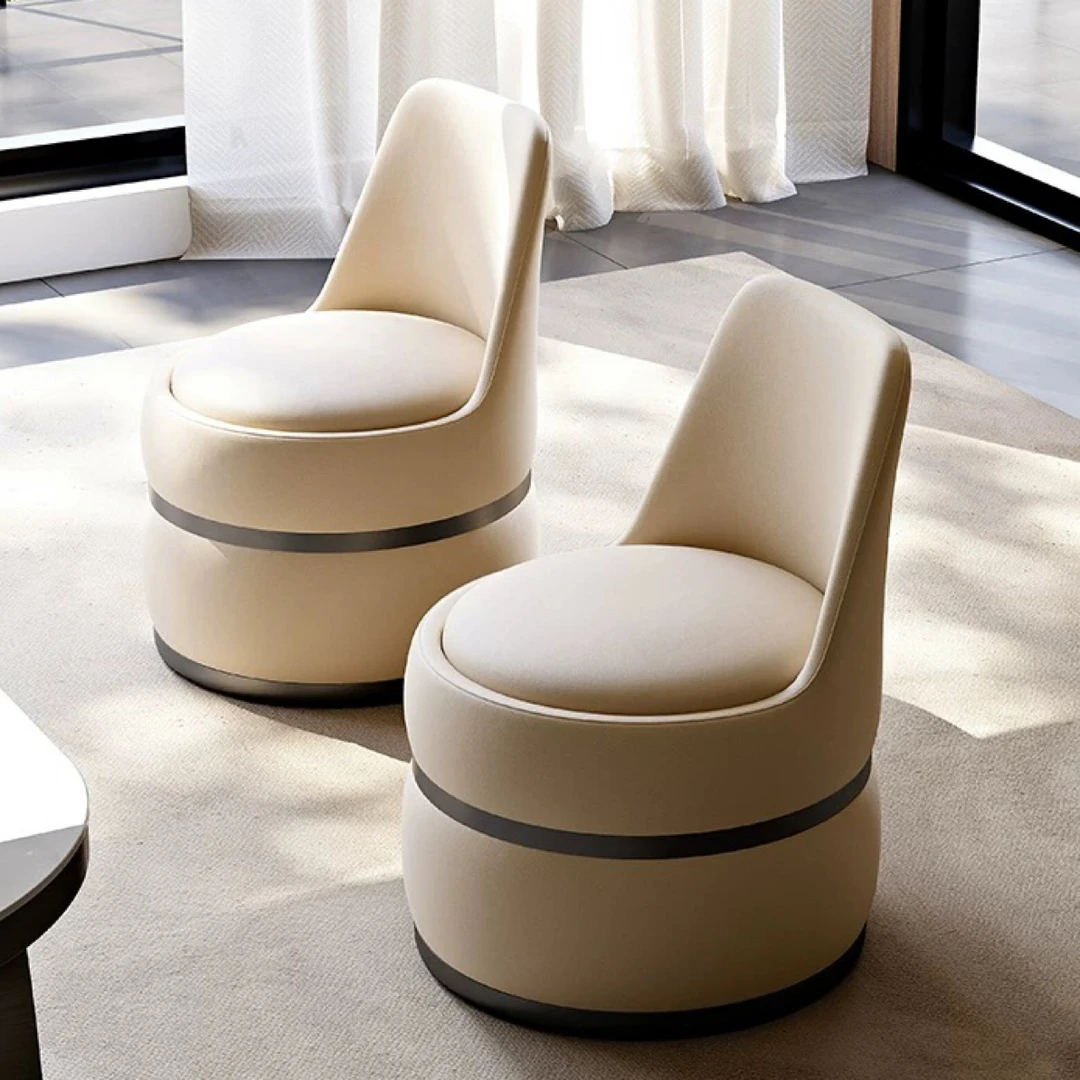 绘色现代简约茶椅家用靠背休闲椅轻奢大旋转洽谈椅意式吃饭椅书椅