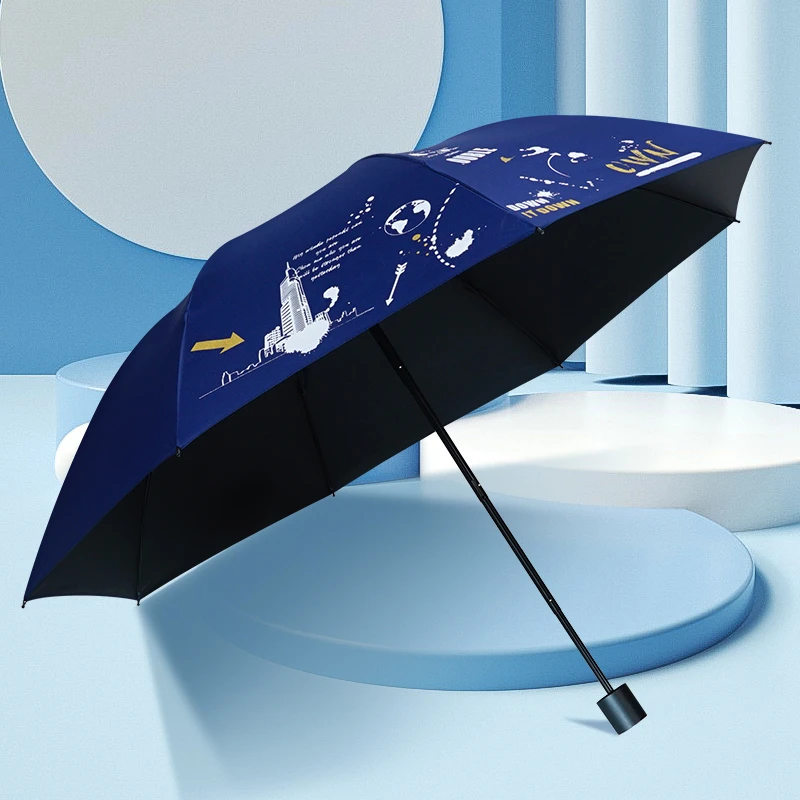 三折八骨 都市生活晴雨伞320克收起27cm 伞下直径103cm黑胶防晒