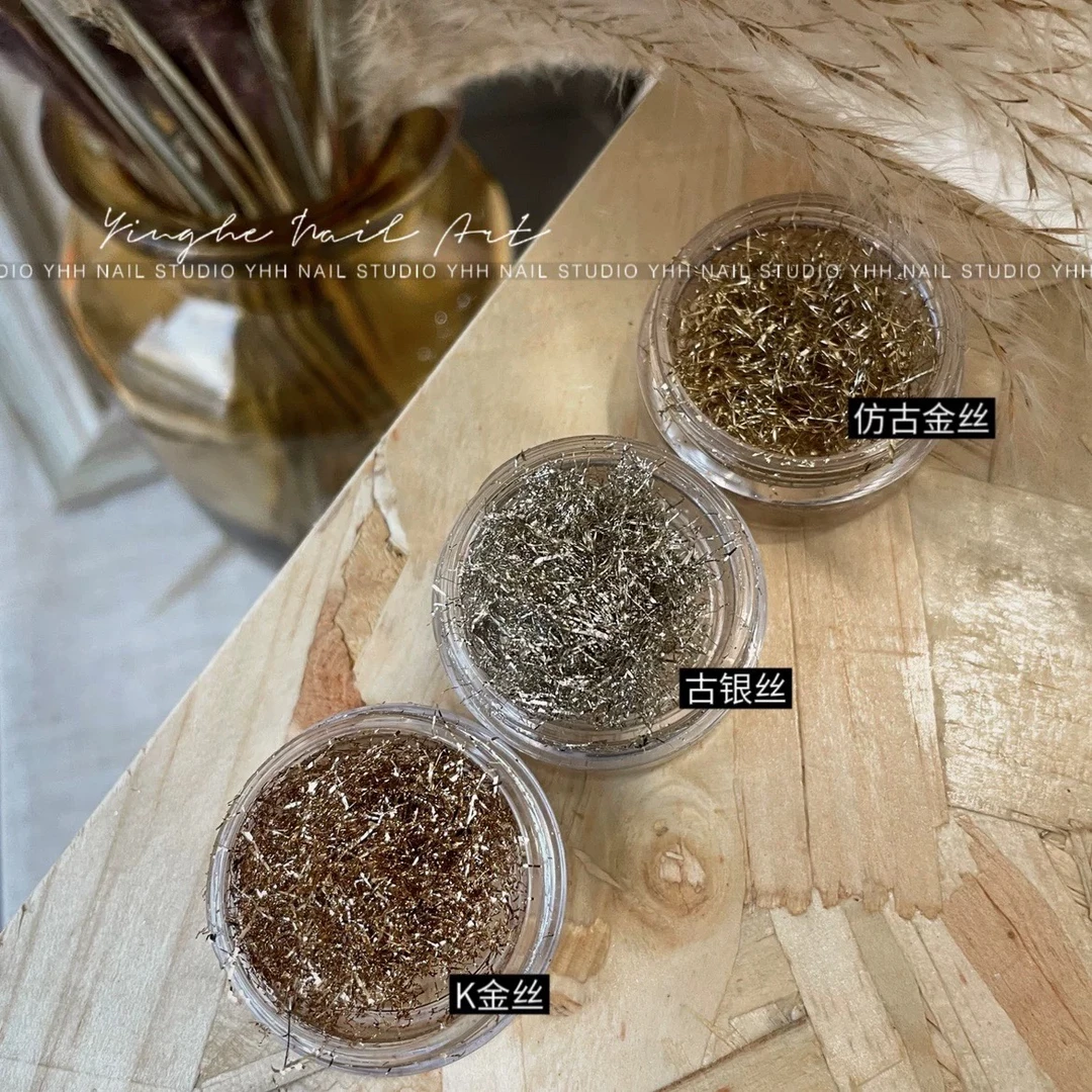 樱禾新品金丝碎箔金箔丝大包装,复古金箔美甲饰品