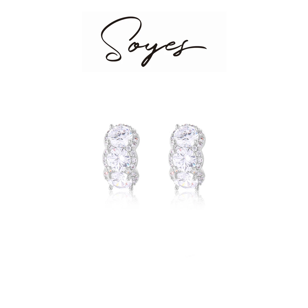 soyes/索野 合金耳饰 满钻C型耳钉小众设计双12穿搭情侣款