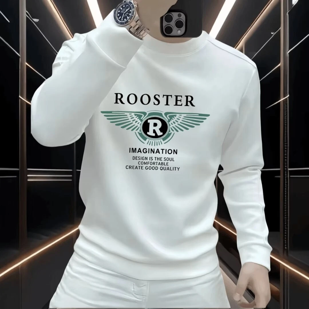 2024秋冬季新款高端欧货潮流潮牌休闲百搭圆领套头长袖印花上衣