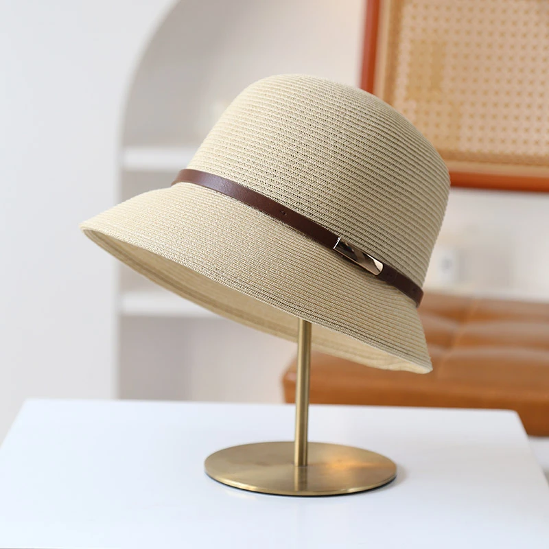 秋印赫本风夏季遮阳草帽可折叠防晒渔夫帽女休闲百搭透气太阳帽子