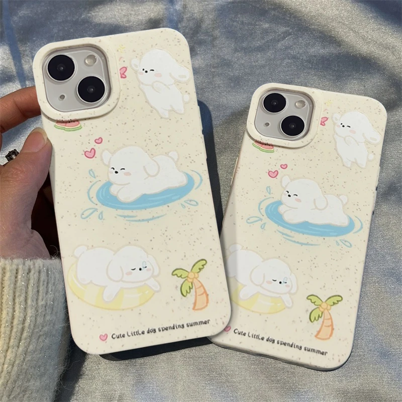 夏日可爱狗狗iphone14promax苹果13 11环保12手机壳XSXR小麦壳78p