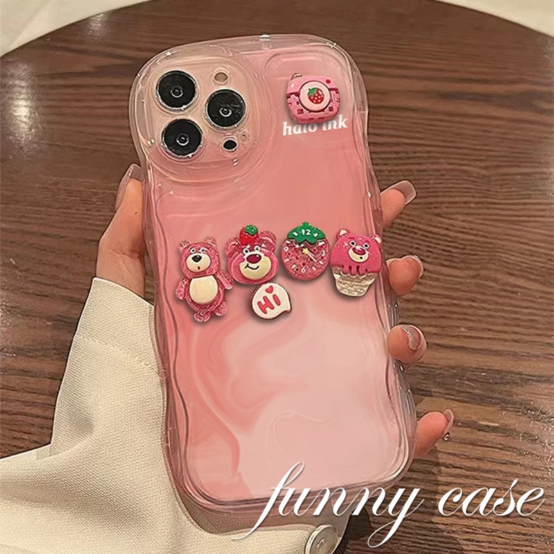 渐变粉草莓熊iphone14/13手机壳xs xr xsmax苹果11 12pro保护套